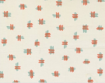 Tela de algodón Songbook Moda, Tally Toss Geométrico sobre blanco