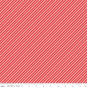I Love Us C13966-RED Red Stripe by Sandy Gervais for Riley Blake Designs Sold by the Yard