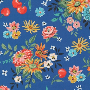 Julia Delft  11920 12 Moda Cherry Cordial Large Floral Designed by Crystal Manning Sold by the Yard