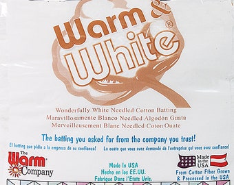 Warm & White Batting Twin Size  2492 Warm Company  Whitened, 100% cotton fibers go through an ultra-cleaning process