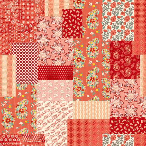 Cadence Persimmon  Patchwork 11919 11 Moda Designed by Crystal Manning Sold by the Yard