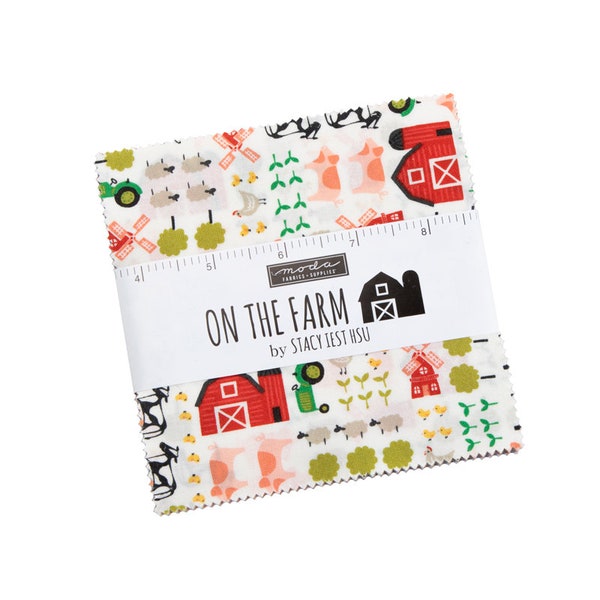 On The Farm Charm Pack 5" 42 Pieces  Moda# 20700PP   Designed by: Stacey Iest Hsu  100% Cotton