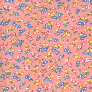 30s Playtime Petal 33594 13 Moda  Multi Posie Party Floral on pink 100% cotton fabric designed by Chloe&#39;s Closet sold by the yard