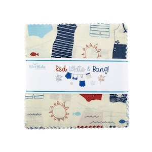 Red White and Bang 5&quot; stacker   Riley Blake Item# 5-11520-42  Designed by: Sandy Gervais   100% cotton