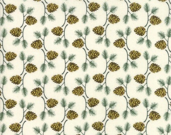 Winter Village Moda Fabric sold by the yard pine cone Christmas