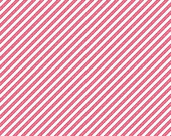 Pink and White Striped Cotton Fabric - Riley Blake - By The Yard