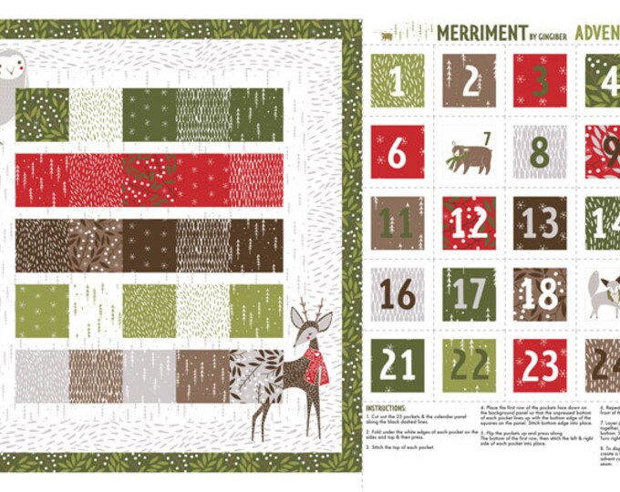 Merriment Christmas Advent Calendar Panel Animal Winter Critter Moda