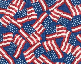 Tela con banderas patrióticas cortada a medida, Colección Deb Strain Moda
