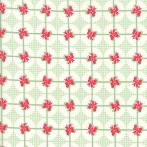 Sweet Christmas Red Bows On Green   Moda #31157 11  Designed by: Urban Chiks  100% Cotton Sold by the yard