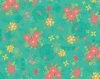 Riley Blake  C13010-Seaglass Gingham Cottage by Heather Peterson Sold by the Yard 100% cotton floral