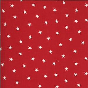 Roselyn Scattered Star Scarlet 14914 13 Moda Cream Stars on Red 100% high quality cotton fabric designer Minick & Simpson sold by the yard