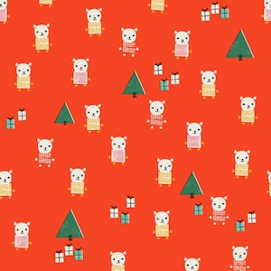 Ruby Star Flurry Meowy Christmas Ruby  Moda # RS 5030 13  Designed by: Ruby Star Society   100% Cotton Sold by the yard