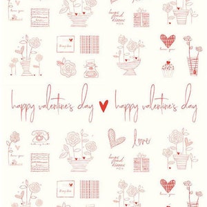 From The Heart PANEL Cream Valentines Day   Riley Blake # C10058 Cream   Designed by: Sandy Gervais   100% Cotton Sold by the Panel