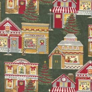 Shoppes On Main Evergreen Little Shoppes Novelty Houses Shops Christmas  Moda # 6920 14 Designed by Holly Taylor Sold by the Yard