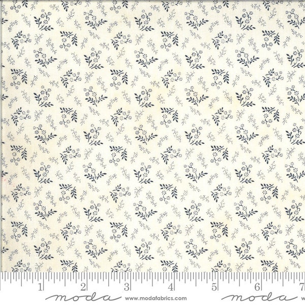 American Gathering Cream Navy 49122 12 Moda Laurel Leaf Americana Theme 100% Cotton Fabric Designer Primitive Gatherings sold by the yard