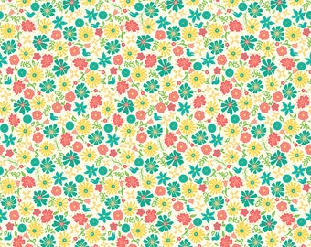 Floral Cotton Fabric: Riley Blake Gingham Cottage Flower Blossoms