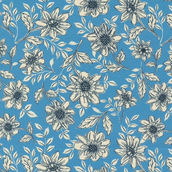 Cadence  Dahlia  Cornflower 11911 19 Moda Designed by Crystal Manning Sold by the Yard