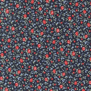 Dwell Meadow Navy 55277 12 Small Floral Blender Designed by Camille Roskelley Sold by the Yard