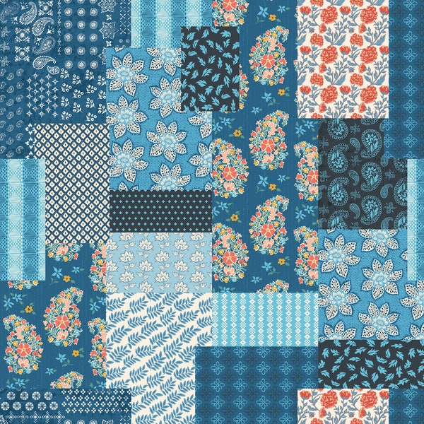 Cadence Indigo Patchwork 11919 12 Moda Designed by Crystal Manning Sold by the Yard