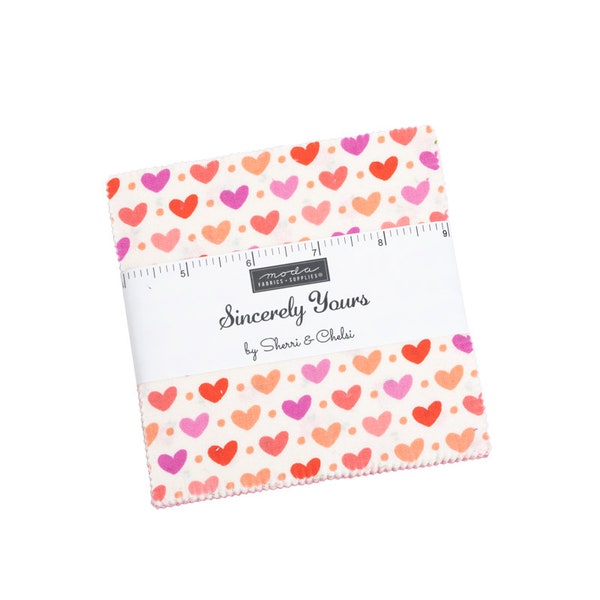 Sincerely Yours Charm Pack 37610PP Moda Precut 5" x 5" square Valentine's Day 100% high quality cotton fabric designed by Sherri &Chelsi