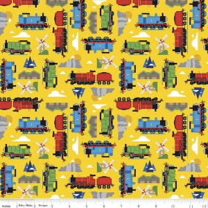 Tutti a bordo con Thomas & Friends Sodor Yellow Riley Blake Codice articolo C11002 GIALLO