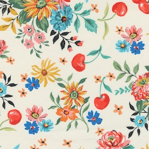 Julia Porcelain 11920 11 Moda Cherry Cordial Large Floral Designed by Crystal Manning Sold by the Yard