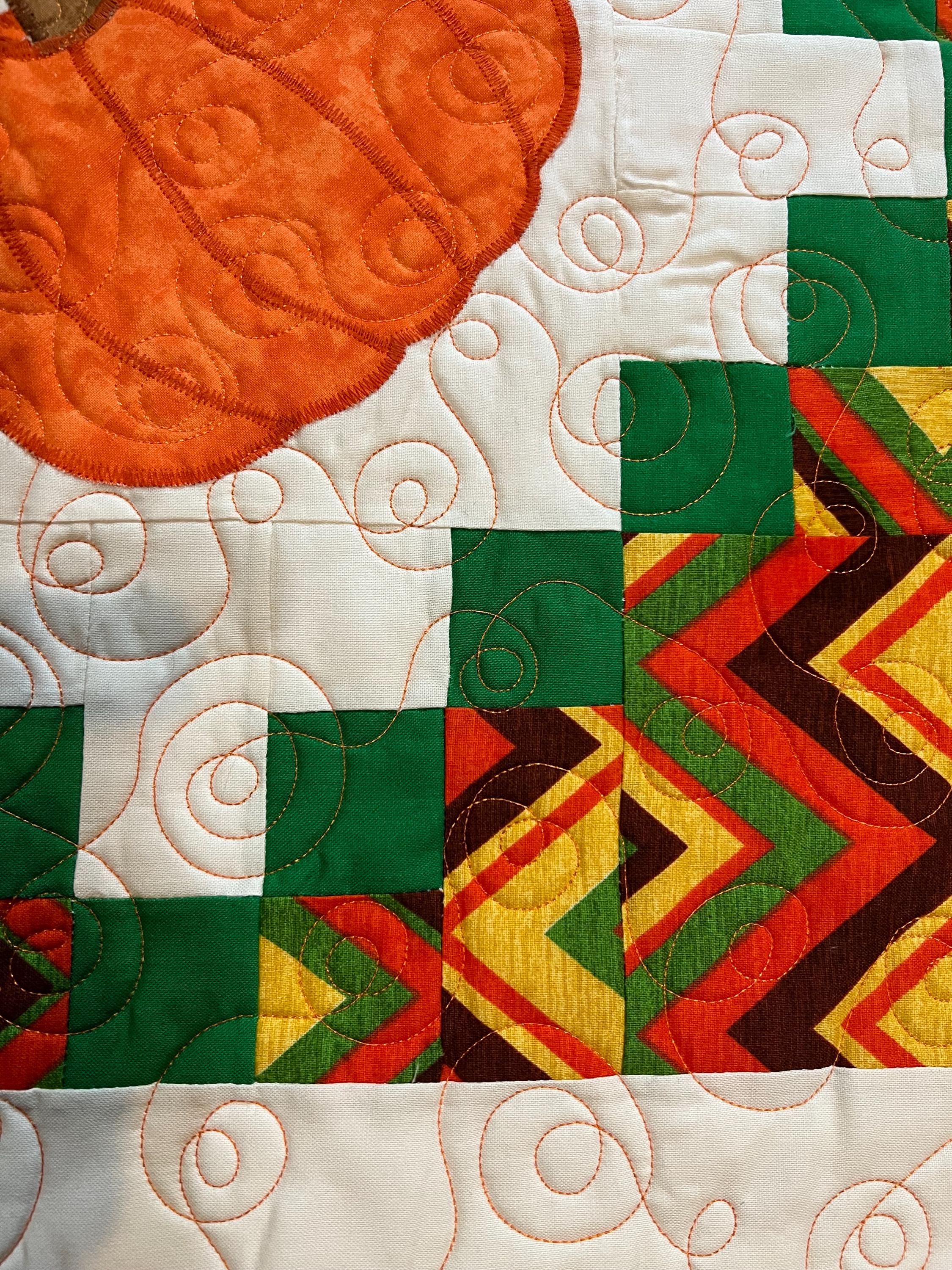 秋のパンプキンラップキルト 42インチ x 42インチ グランジ裏地 オール