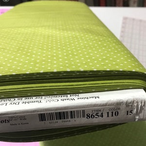 Essential Dots Leaf 8654 110 Moda Basic white dots on Olive Green Designed by Moda 100% High Quality Cotton Quilting Fabric sold by the yard