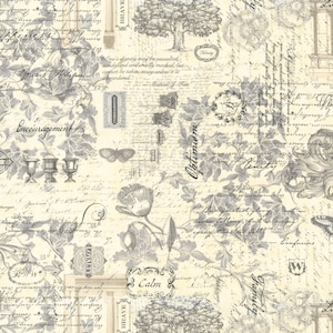 Collections Etchings Parchment 44339 11 Moda Perseverance Collage Toile Collage  Sold by the yard
