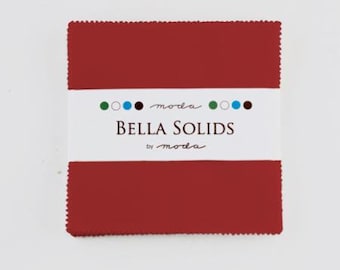 Bella Solid Christmas Red Charm pack 9900PP-16 42 5&quot; pre-cut fabric squares