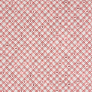 From the Heart Riley Blake Cream with Red Plaid   Riley Blake #c10056-Cream  Designed by: Sandy Gervais    100% Cotton Sold by the yard