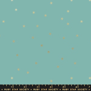 Spark Ocean Melody Miller Basic Stars Metallic Gold and Green Sold by the yard  Moda # RS0005 36M Ruby Star