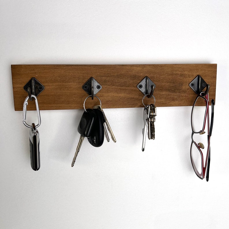 Wooden Key Holder, Entryway Hanger, Rustic Hall Decor, Wood Key Storage, Wall Hooks image 2
