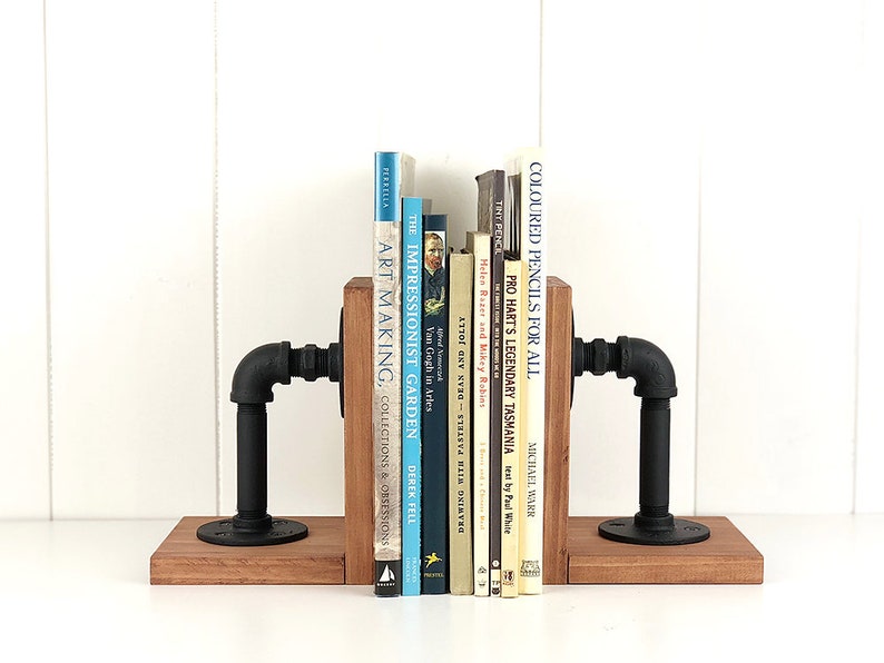 Wooden Bookends Industrial Style Rustic Home Decor Steampunk Etsy