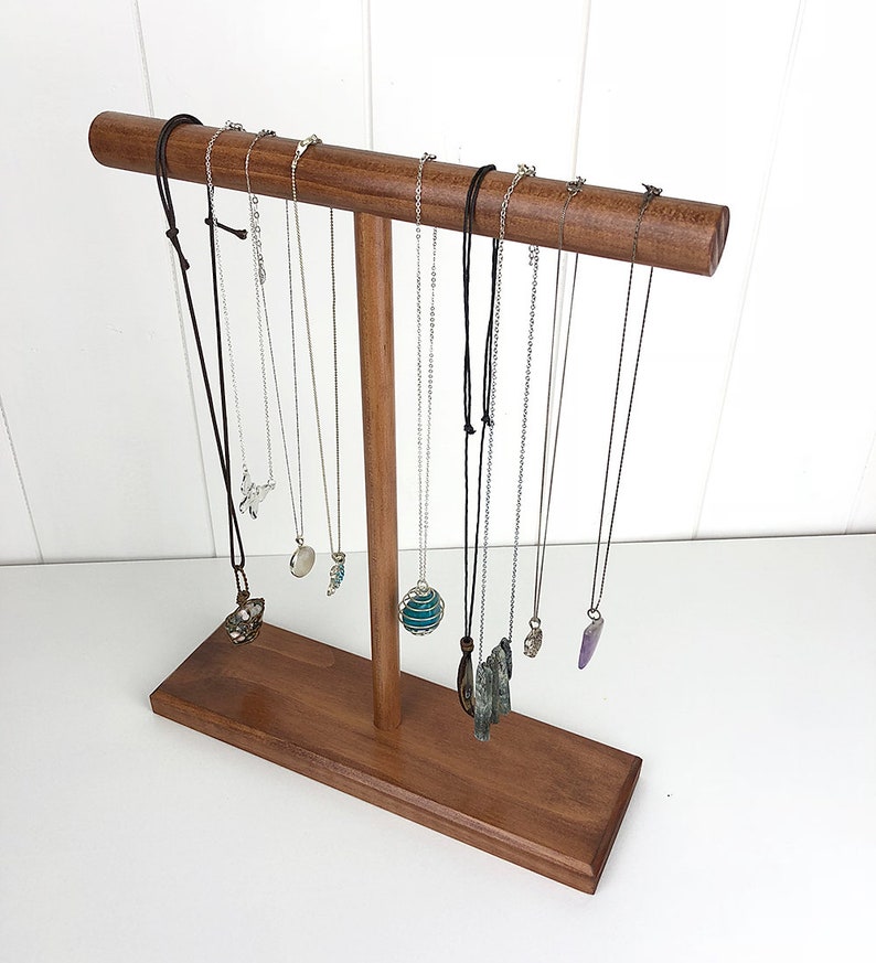 Soporte de joyería, Exhibición de collares, Soporte de exhibición de madera de madera, imagen 2