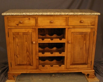 Knotty Alder Kitchen Island with Wine Storage