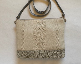 Margot - Medium Crossbody Bag / Neutral Beige Gray Grey / Felted Wool Handbag / Cross Body Purse / Gift for Her