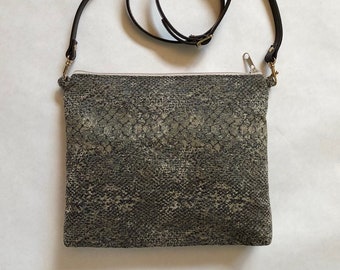 Medium Crossbody Bag / Neutral Black Brown Gray / Animal Print / Cross Body Purse / Gift for Her