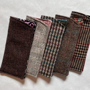 RED/PINK Upcycled Wool Eyeglass Sleeve, Padded Glasses Case image 2