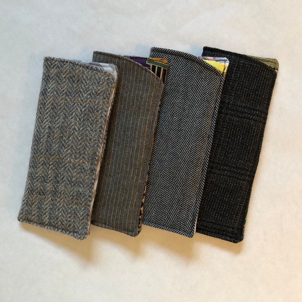 Eyeglass Sleeve / Glasses Case / Black, Gray / Upcycled Wool Suit / Small Gifts / Gifts Under 25 / Stocking Stuffer / Gift For Him, Her