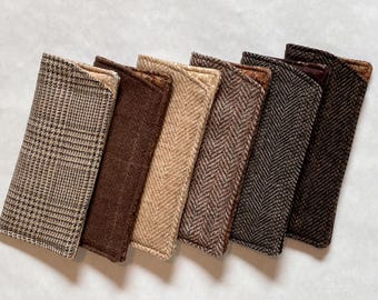 BROWN Upcycled Wool Eyeglass Sleeve, Padded Glasses Case