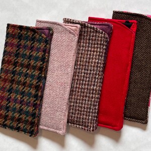 RED/PINK Upcycled Wool Eyeglass Sleeve, Padded Glasses Case image 1