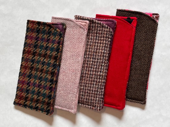 RED/PINK Upcycled Wool Eyeglass Sleeve, Padded Glasses Case