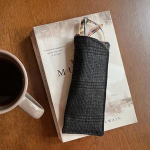 RED/PINK Upcycled Wool Eyeglass Sleeve, Padded Glasses Case image 3