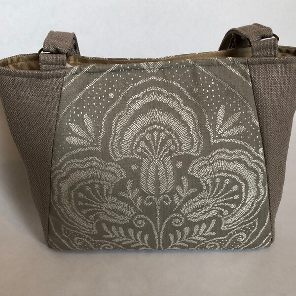 Beryl - Medium Shoulder Tote Bag / Gray Grey Beige / Neutral Purse / Gift for Her