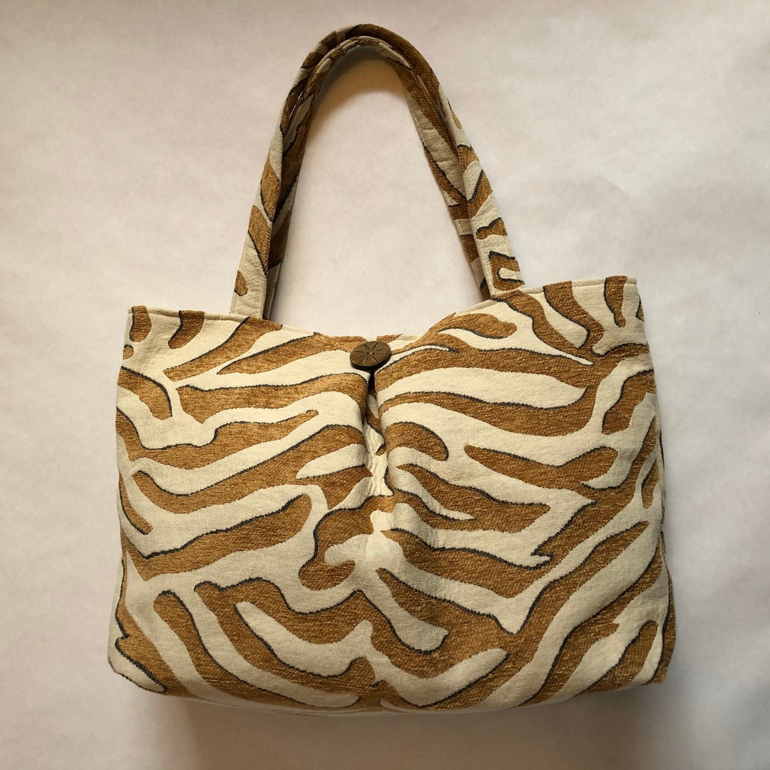 Carlisle Oversized Tote Bag / Gold & Beige Animal Print - Etsy