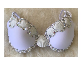 White Sea Shell Mermaid Bra