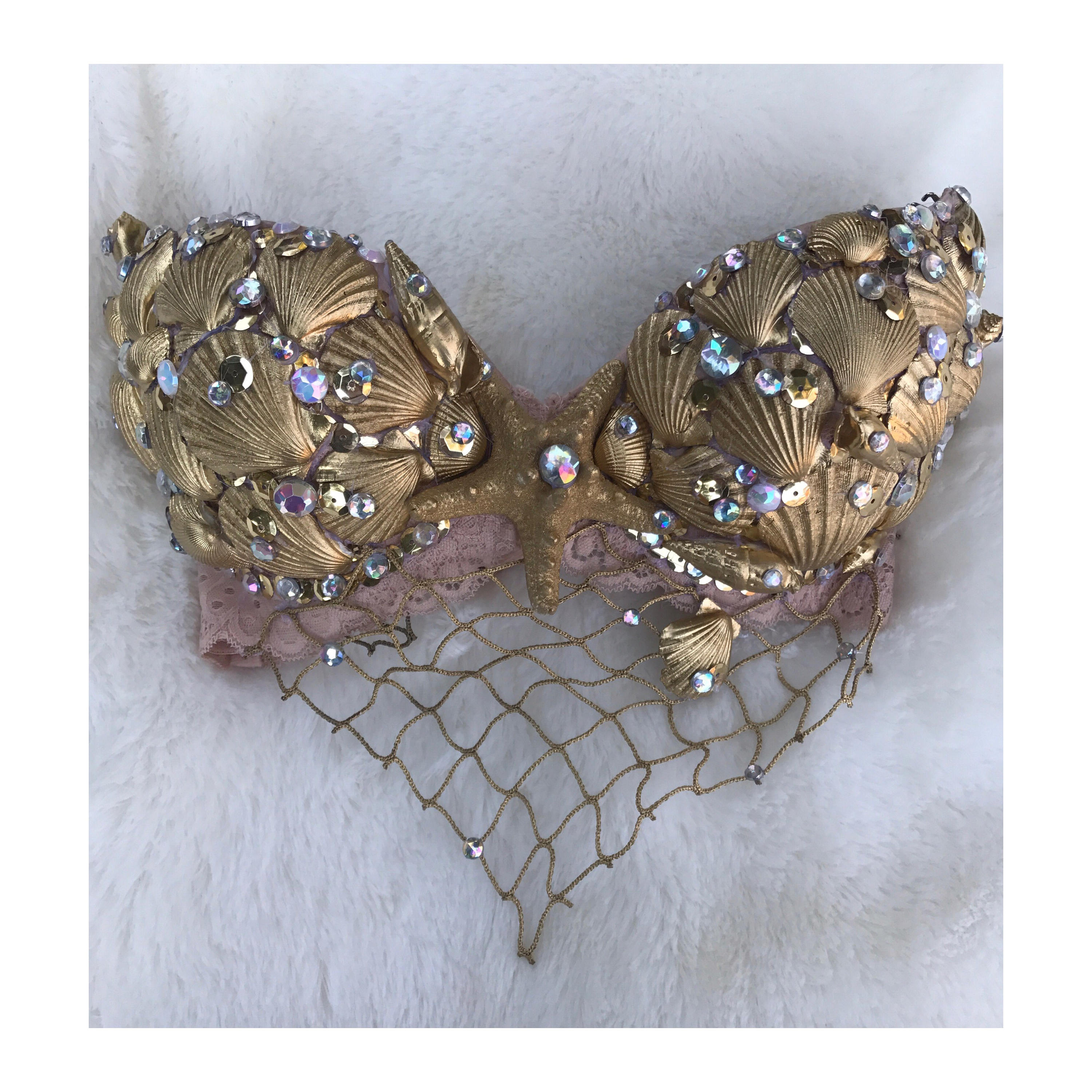 DIY Mermaid Bra Kit, Mermaid Rave Bra, Choose Color Bra NOT