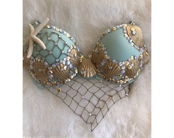 DIY Mermaid Bra Kit, Mermaid Rave Bra, Choose Color Bra NOT