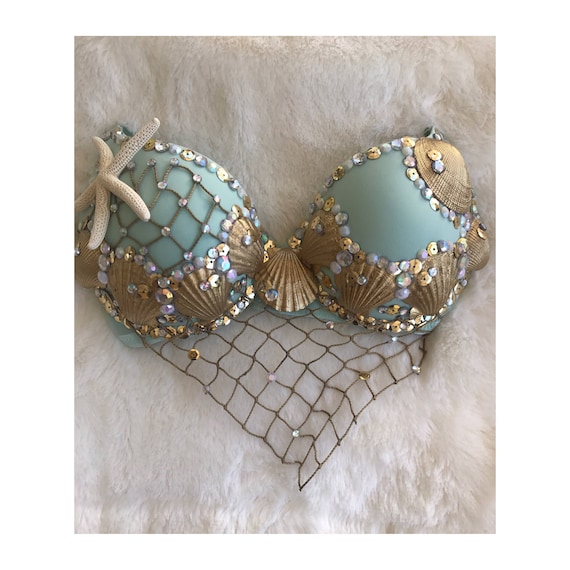 Mermaid Seashell Bra Top  Seashell bra, Mermaid shell bra, Mermaid  halloween costumes